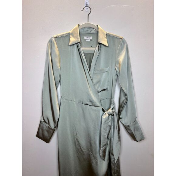 Jason Wu Women's Size XS Olive Tie Long Sleeve Midi Dress EUC - Picture 7 of 8